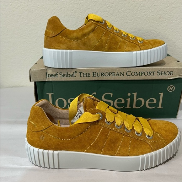 Romika lace up yellow orange leather sneakers EU37 US 6/6.5 - Picture 1 of 6